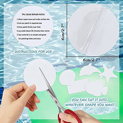 Tenozek Pool Patch Repair Kit Self-Adhesive Vinyl Repair Patch 30 Pieces Repair Pool Liner Patch Repair Pool Patches for Above Ground Pools Swimming Ring Inflatable Float Boat