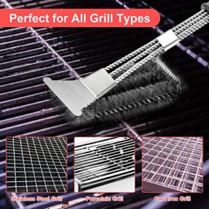 Grill Brush and Scraper BBQ Brush for Grill, Safe & Efficient Wire Grill Cleaning Brush, Stainless Steel Grill Accessories for Gas/Porcelain/Charbroil Grates