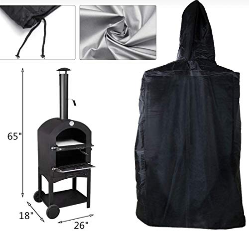 Waterproof Pizza Oven Cover - Heavy Duty 600D Protective Grill Cover Charcoal Fired Bread Oven Smoker BBQ, 26"L x 18"W x 65"H