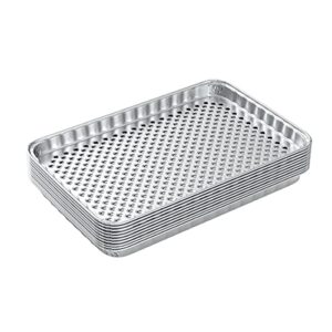 Grilling Corner 10-Pack Disposable Grill Pans for Outdoor Grill/BBQ Broiler Pans/Grilling Trays/Grill Drip Pan/Tray Liner,Prevents Food from Falling into The Grill or Sticking to The Grate