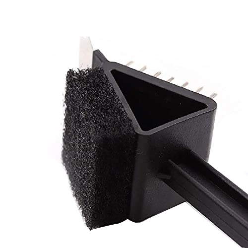 GEZICHTA 3 in 1 Barbecue Grill Brush and Scraper Long Handle Stainless Steel Bristles for Gas Infrared Charcoal Porcelain Grills(Black)