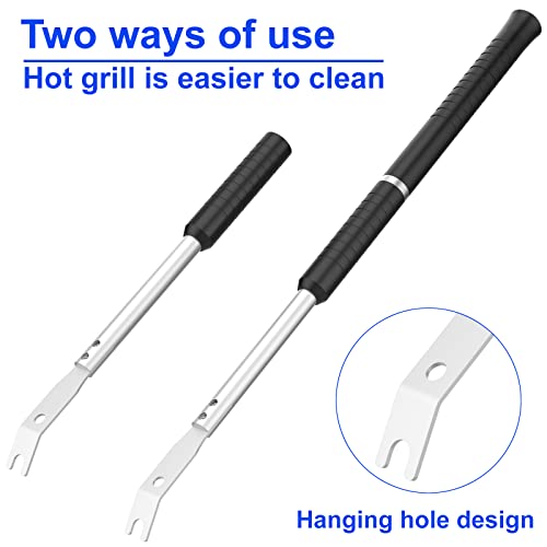 TANiCOO Extra Length Grill Scraper for Hot Grill - Heavy Duty BBQ Cleaning Tool - Bristle Free Safe Scraper with Long Handle Fits Round Grilling Grate, Good Barbeque Cleaning Gift for Dad and Mom.