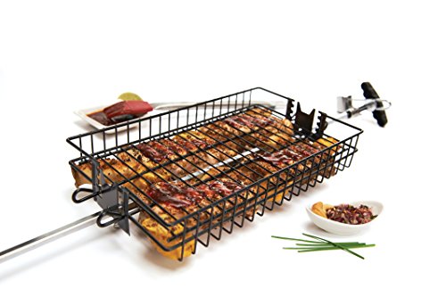 GrillPro 24785-1 Non-Stick Flat Spit Rotisserie Grill Basket