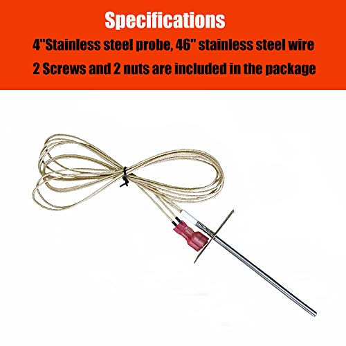 DONSIQIZZ 4" RTD Temperature Probe Replacement for Rec Tec Wood Pellet Grills, Small RTD Thermometer Probe for Recteq Grills, Replacement Probe Part Number: RT-SMRTD