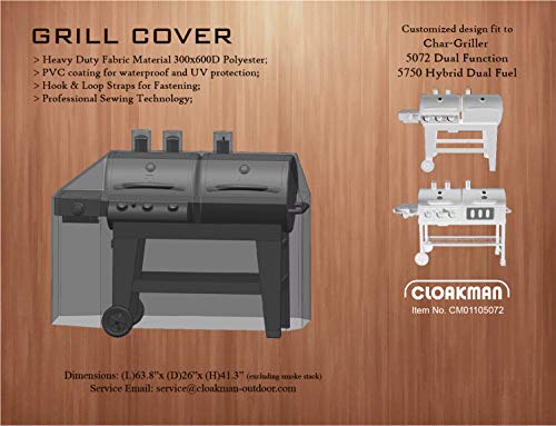 Cloakman Grill Cover 8787 for Char Griller 5750 Hybrid and 5072 5030 Dual Function Grill