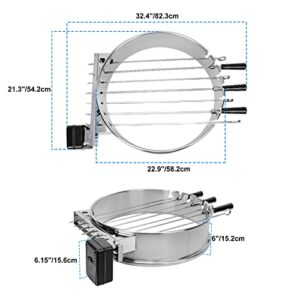 only fire Shish Kabob Set with Stainless Steel Ring, Automatic Skewers Turner for Weber 22" Kettle and Other Similar Kettle Grills