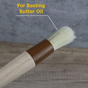 EIKS 2 Sets Natural Bristles Pastry Brushes with Wooden Handle for Basting Spreading Butter Oil Barbecue Baking Kitchen Cooking