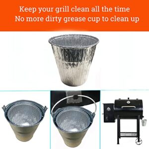 DONSIQIZZ 12 Pack Grease Bucket Liners Compatible with Pit Boss Grills 67292, Rec Tec Large Bucket, Z Grill Bucket, 6.2”x 6.0” Disposable Foil