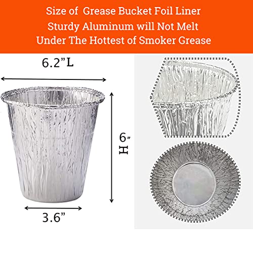 DONSIQIZZ 12 Pack Grease Bucket Liners Compatible with Pit Boss Grills 67292, Rec Tec Large Bucket, Z Grill Bucket, 6.2”x 6.0” Disposable Foil