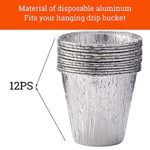 DONSIQIZZ 12 Pack Grease Bucket Liners Compatible with Pit Boss Grills 67292, Rec Tec Large Bucket, Z Grill Bucket, 6.2”x 6.0” Disposable Foil