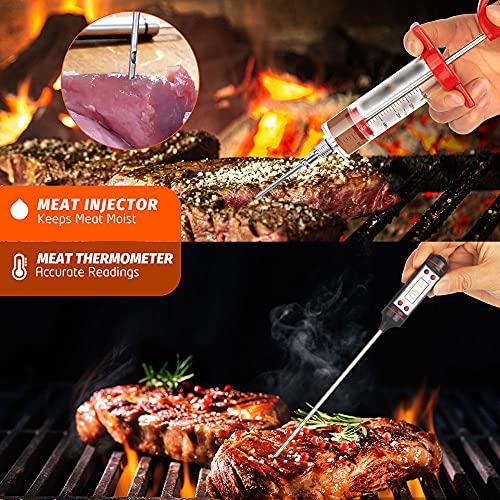 EIGNO Grilling Accessories BBQ Grill Tools Set, 27Pcs Stainless Steel Barbecue Grill Tools Kit with Meat Thermometer and Injector, Perfect BBQ Tools for All Your Grilling Needs