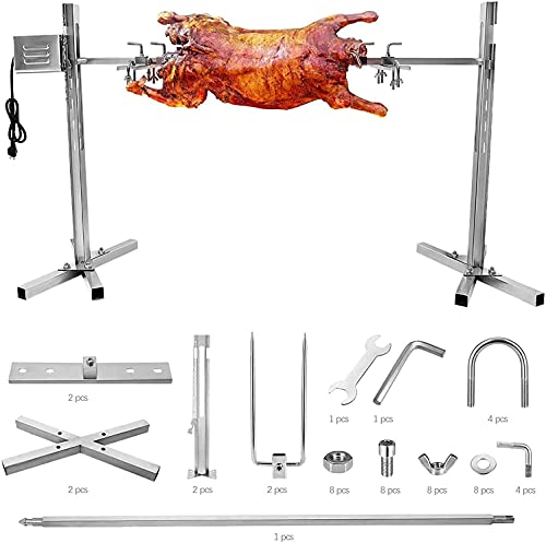 iMeshbean Barbecue Grill 50-70KGF Stainless Steel Large Grill Rotisserie Spit Roaster Rod Charcoal BBQ Pig Chicken 15W Motor Kit for Outdoor Cooking Meat
