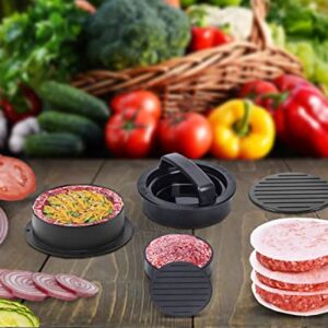Hamburger Press Patty Maker, Slider Maker Set, 3 In 1 Hamburger Patty Mold, Essential Tool To Make Hamburgers In Different sizes As Well As Stuff Burgers. Fun For BBQ, Camping, Great Gift(Black)