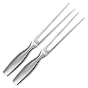 gudoqi carving fork, 2 pack stainless steel meat fork, chef pro stainless steel bbq fork 10.5 inch, long metal chef kitchen forks for barbecue, serving, cooking, grilling, roasting
