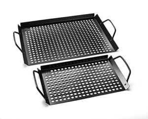 outset 76452 non-stick grilling and bbq grid, 7" x 11", 14" x 11", set of 2 black
