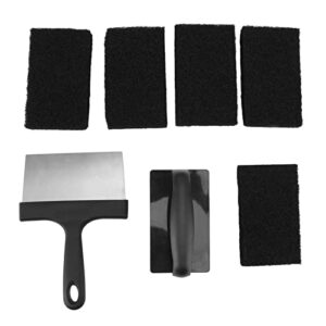 barbecue grill griddle cleaning kit,grill spatula set,cleaner set includes stainless steel scraper brush sponge blocks,griddle cleaning kit for outdoor bbq, teppanyaki