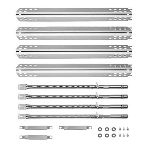 Grill Repair kit for Charbroil Advantage Series 4 Burner 463240015, 463240115, 463343015, 463344015 Gas Grills, Stainless Pipe Burner, Heat Plate Tent Shield, Adjust Carryover Tube Replacement Parts