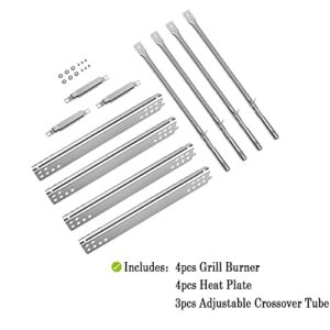 Grill Repair kit for Charbroil Advantage Series 4 Burner 463240015, 463240115, 463343015, 463344015 Gas Grills, Stainless Pipe Burner, Heat Plate Tent Shield, Adjust Carryover Tube Replacement Parts