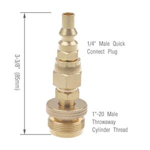 Timsec 1lb Propane Disposal Regulator Adapter Fitting with 1/4" Quick Connect Disconnect Plug, Connects 1lb Camping Grill Stove with 5-40lbs Tanks, for Portable BBQ Grill, Bubby Heater, RV Trailer