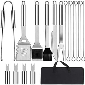 olarhike bbq grill accessories set for men women, general 22pcs grilling accessories set, 16 inches stainless steel bbq tools gifts utensil with spatula, tongs, skewers for barbecue, camping, kitchen