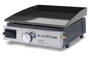blackstone 1650 tabletop grill without hood propane fuelled portable stovetop gas rear grease trap for kitchen, outdoor, camping, tailgating or picnicking, 17 inch griddle, black