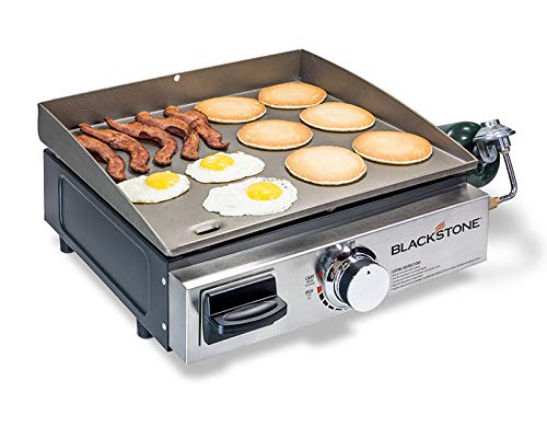 Blackstone 1650 Tabletop Grill Without Hood Propane Fuelled Portable Stovetop Gas Rear Grease Trap for Kitchen, Outdoor, Camping, Tailgating or Picnicking, 17 Inch Griddle, Black