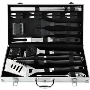 22pcs grill tool set with aluminum case for outdoor camping barbecue, perfect grill kit gift for men women on birthday father’s day, grill utensils set, specially designed bbq set for pro