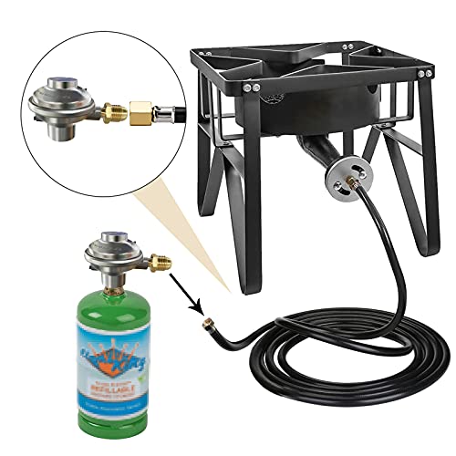 MENSI 1LB Propane Regulator Valve with One Pound Disposal Bottle Connection and 3/8" Male Flare Fitting for Propane Extension Hose