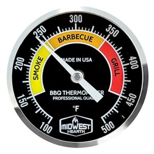 midwest hearth professional bbq grill thermometer (2" dial)