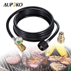 Aupoko 12 FT Propane Tank Extension Hose, Universal Propane Extension Include Propane Tank Adapter and Gauge, Leak Detector for Gas Grill, Heater and All Other Propane Appliances