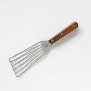 lamson chef’s slotted turner, 3" x 6", stainless steel with riveted walnut handle, left-handed