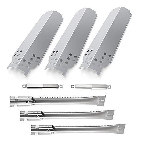 BQMAX Stainless Steel Repair Kit for Charbroil Classic 280 2-Burner, 360 3-Burner Liquid Propane, G320-0200-W1, G215-0203-W, Gas Grill Burner, Heat Plates Shield Tent and Crossover Tube (3-Pack)