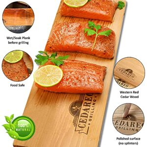 Grilling Planks Set - 8 Natural 100% Cedar Boards, Amazing Cedar Aroma, For Salmon, Shrimp, Fish, Vegetables, Apple Chips For Smoking, Cocktail Drinks, & Non-BPA Spray Bottle, Gift Set For BBQ Master