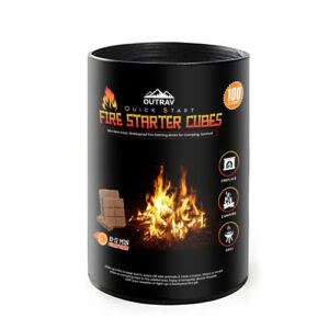 fire starter cubes, charcoal firestarter squares for lighting fireplace, wood stove, grill, campfire, bbq smoker pit – mini nontoxic waterproof fire starting bricks for camping, survival (100pk)