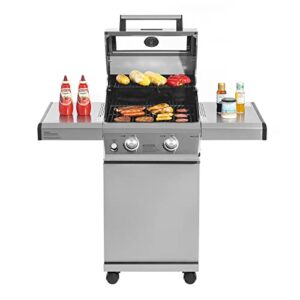 Monument Grills 14633 2-Burner Stainless Steel Liquid Propane Gas Grill with Clear View Lid, LED Controls Mesa 200