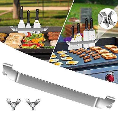 10.7 Inch Stainless Steel Griddle Spatula Holder,Grill Barbecue Tool Rack,Griddle Accessories for Grilling Utensils Scrapers Charcoal Grills,Griddle Tool Holder for Outdoor Camping Picnic BBQ