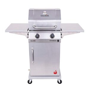 char-broil 463660421 performance 2-burner cabinet style liquid propane gas grill, stainless steel