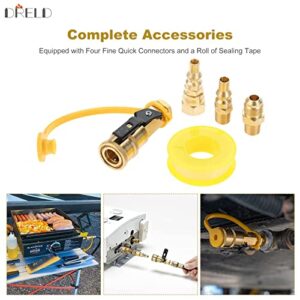 1/4” RV Quick Connect Propane Adapter Shutoff Valve and Full Flow Plug Kit, with 3/8” Male Flare Fitting to Quick-Release Connection for Pressure Regulator or Hook RV Hose Pipe Lines, Gas BBQ Grill