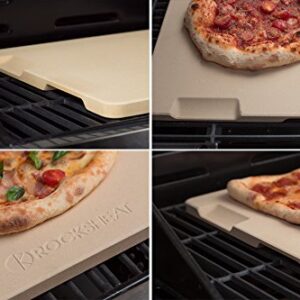 ROCKSHEAT K Large Pizza Stone Heavy Duty Baking Grilling Stone 20" x 13.5", Perfect for Oven, BBQ and Grill. Innovative Double - Faced Built - in 4 Handles Design