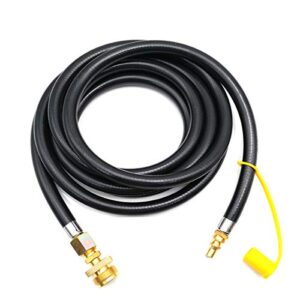 MENSI 12 Foot 1/4' Quick Connect Liquid Propane Hose for RV to Hook Up Portable Camping BBQ Grill with 1”-20UNEF Male Thread