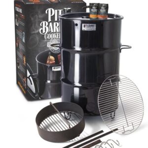 Pit Barrel Cooker Classic Package - 18.5 Inch Drum Smoker | Porcelain Coated Steel BBQ Grill | Includes 8 Hooks, 2 Hanging Rods, Grill Grate and More