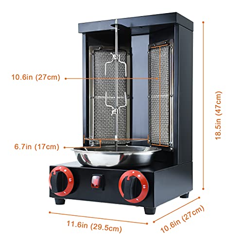 BNDHKR Homemade Chicken Shawarma Machine Countertop Rotisserie Grill Kebab Vertical Rotisserie Propane Turkish Chicken Doner Kebab Broiler wih 2 Burners