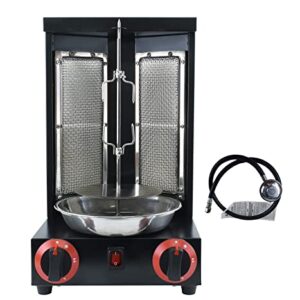 BNDHKR Homemade Chicken Shawarma Machine Countertop Rotisserie Grill Kebab Vertical Rotisserie Propane Turkish Chicken Doner Kebab Broiler wih 2 Burners