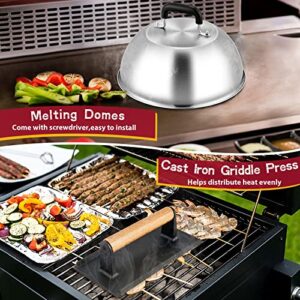 Joyfair Cheese Melting Dome & Burger Press Kit, 12 inch Basting Cover with Cast Iron Grill Press, Griddle Accessories for Outdoor BBQ Flat Top Grilling Teppanyaki Kitchen Steaming, Dishwasher Safe