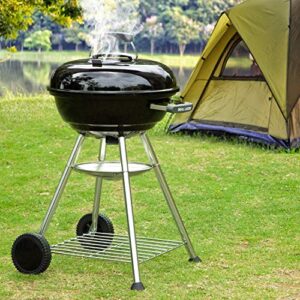 BEAU JARDIN Premium 18 Inch Charcoal Grill for Outdoor Cooking Barbecue Camping BBQ Coal Kettle Grill Tailgating Portable Heavy Duty Round with Thickened Grilling Bowl with Wheels BG231