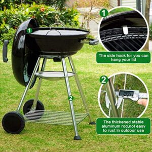 BEAU JARDIN Premium 18 Inch Charcoal Grill for Outdoor Cooking Barbecue Camping BBQ Coal Kettle Grill Tailgating Portable Heavy Duty Round with Thickened Grilling Bowl with Wheels BG231