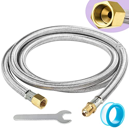 GCBSAEQ Propane Hose Extension Assembly 6FT Stainless with 3/8" Female x 3/8" Male Flare Fitting Steel Braided Hose for Gas Grill, Camping Stove, RV Fire Pits, and More