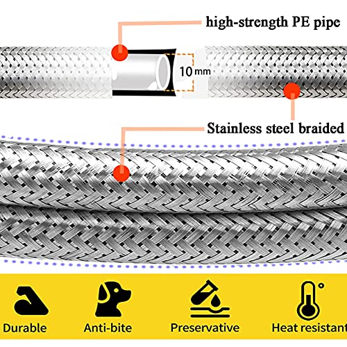 GCBSAEQ Propane Hose Extension Assembly 6FT Stainless with 3/8" Female x 3/8" Male Flare Fitting Steel Braided Hose for Gas Grill, Camping Stove, RV Fire Pits, and More