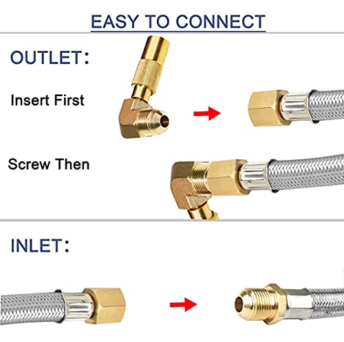 GCBSAEQ Propane Hose Extension Assembly 6FT Stainless with 3/8" Female x 3/8" Male Flare Fitting Steel Braided Hose for Gas Grill, Camping Stove, RV Fire Pits, and More