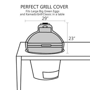 29” Kamado Dome Grill Cover for Large Big Green Egg or Kamado Classic Joe in Built-in Or Island,L BGE Accessories Waterproof Outdoor Grill Cover